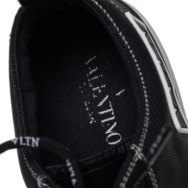 Pre Owned Valentino Black/White Mesh And Rubber Low Top  Giggies Sneakers Size 41