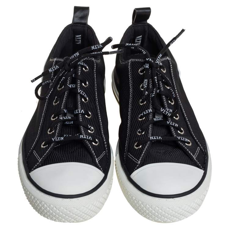 Pre Owned Valentino Black/White Mesh And Rubber Low Top  Giggies Sneakers Size 41