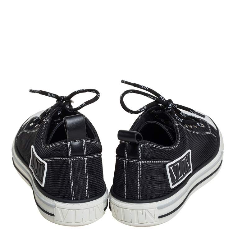 Pre Owned Valentino Black/White Mesh And Rubber Low Top  Giggies Sneakers Size 41