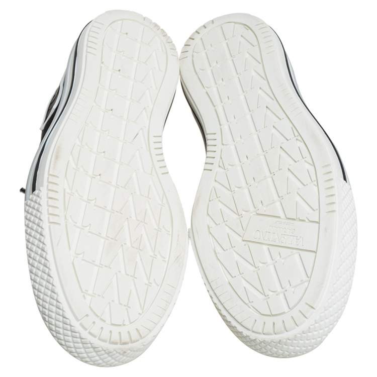 Pre Owned Valentino Black/White Mesh And Rubber Low Top  Giggies Sneakers Size 41