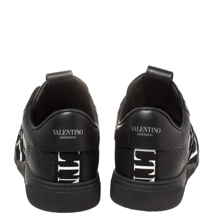 مملوكة مسبقًا Valentino Black/White Leather And Nylon Fabric VLTN Low Top Sneakers Size 43