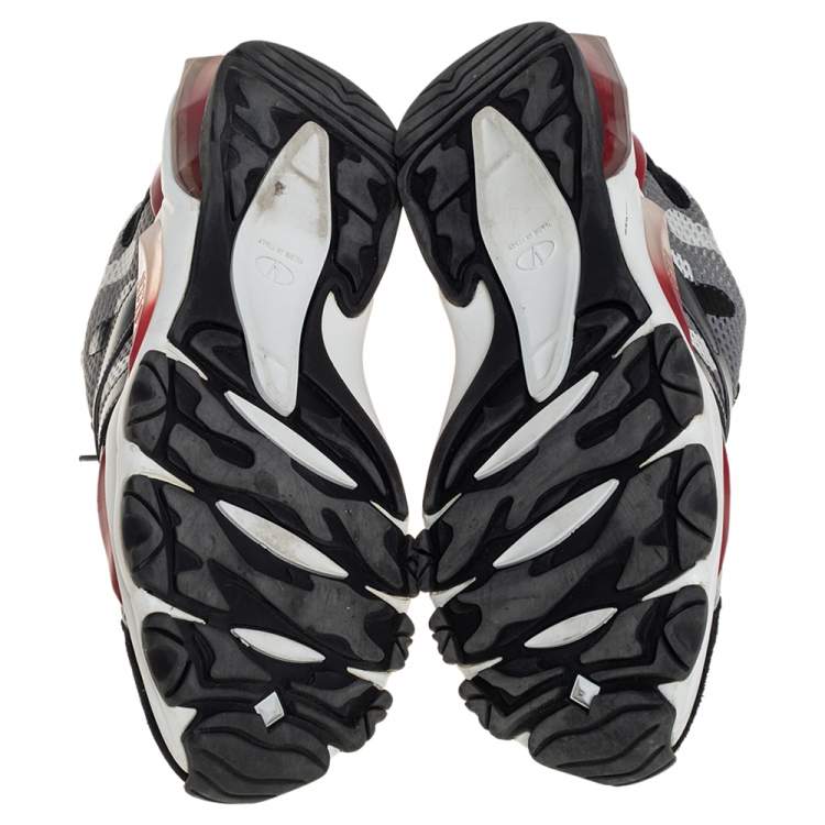 Pre Owned Valentino Multicolor Camouflage Print Mesh And Suede Bounce Low Top Sneakers Size 43
