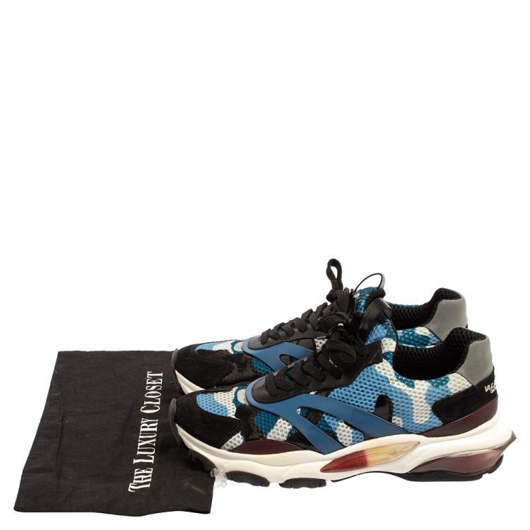 Pre Owned Valentino Multicolor Mesh And Suede Bounce Low Top Sneakers Size 43