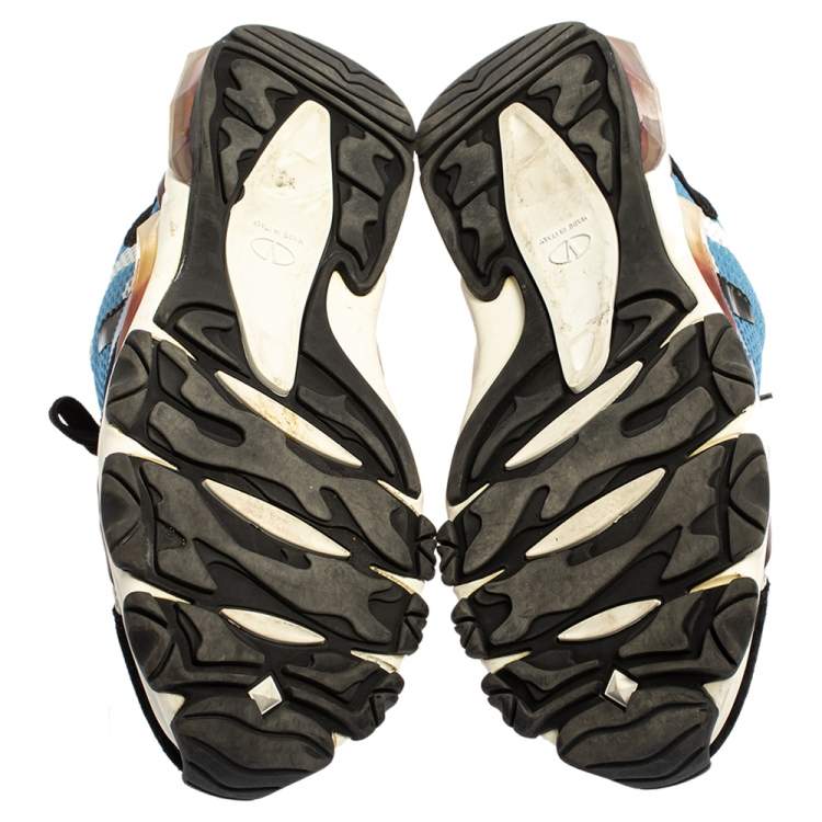 Pre Owned Valentino Multicolor Mesh And Suede Bounce Low Top Sneakers Size 43