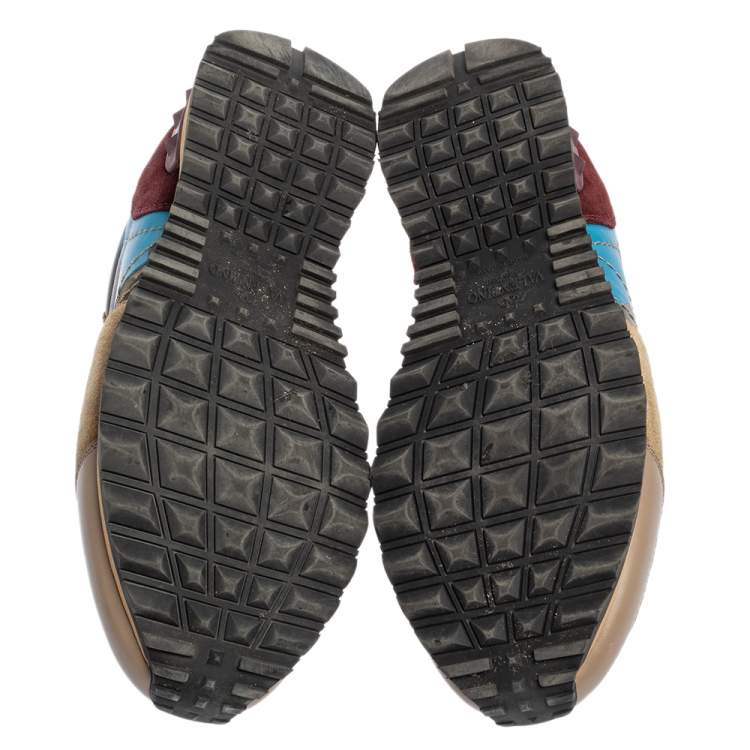 Pre Owned Valentino Multicolor Suede And Leather Camouflage Rockrunner Sneakers Size 40