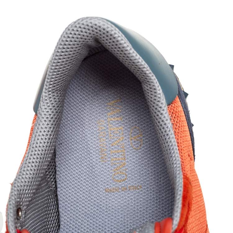 Pre Owned Valentino Orange/Blue Mesh And Leather Rockrunner Sneaker Size 41