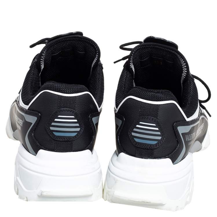 Pre Owned Valentino x Undercover Black Leather and Fabric Climber Sneakers Size 44