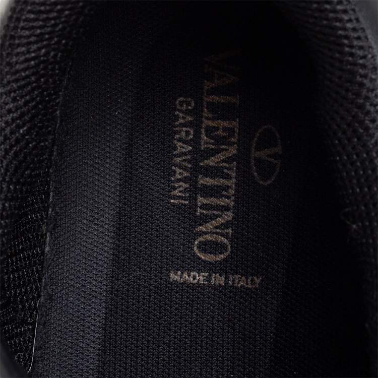 مملوكة مسبقًا Valentino Black Leather And Suede  Rockrunner Sneakers Size 46