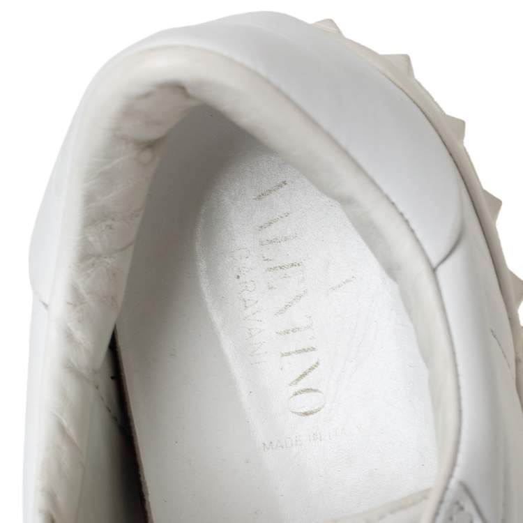 Pre Owned Valentino White/Green Leather  Low Top Sneakers Size 41
