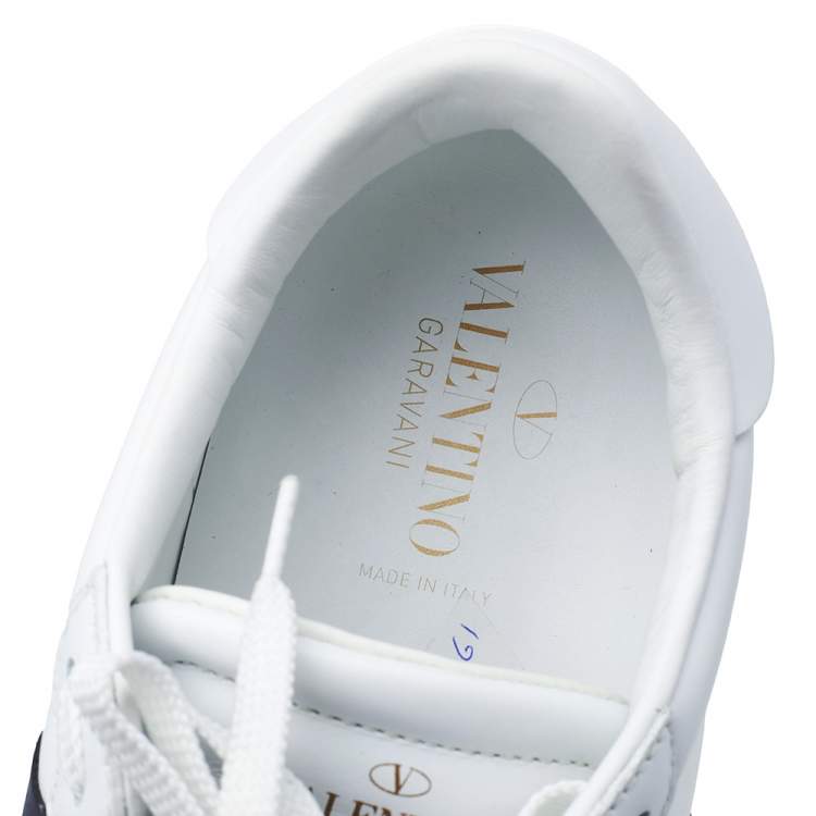 مملوكة مسبقًا Valentino White/Black Band Leather Open Low Top Sneakers Size 40