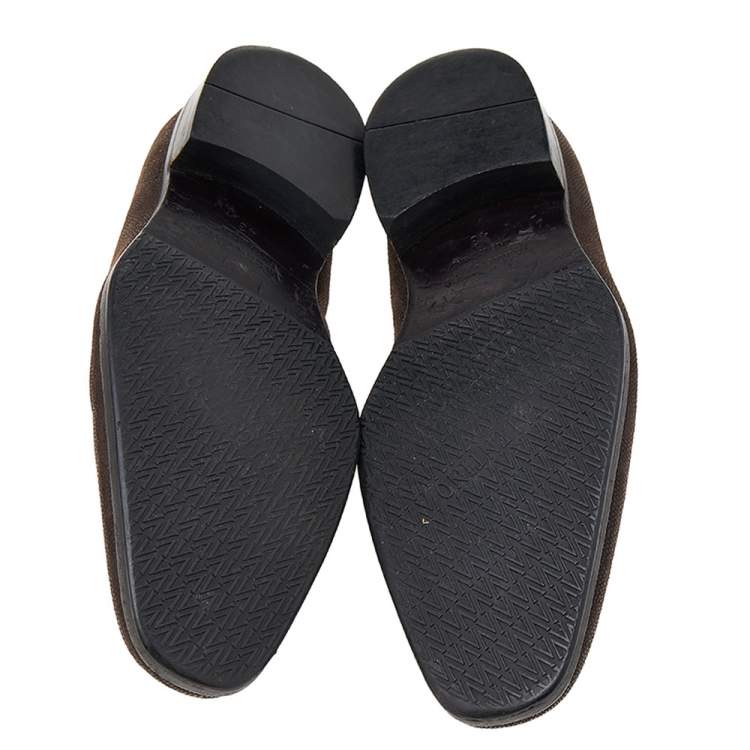 Pre Owned Valentino Brown Embossed Leather Slip On Loafers Size 43