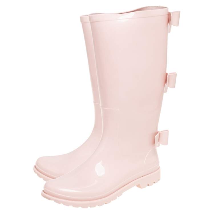 Pre Owned  RED Valentino Pink Triple Bow Rubber Rain Boot Size 38