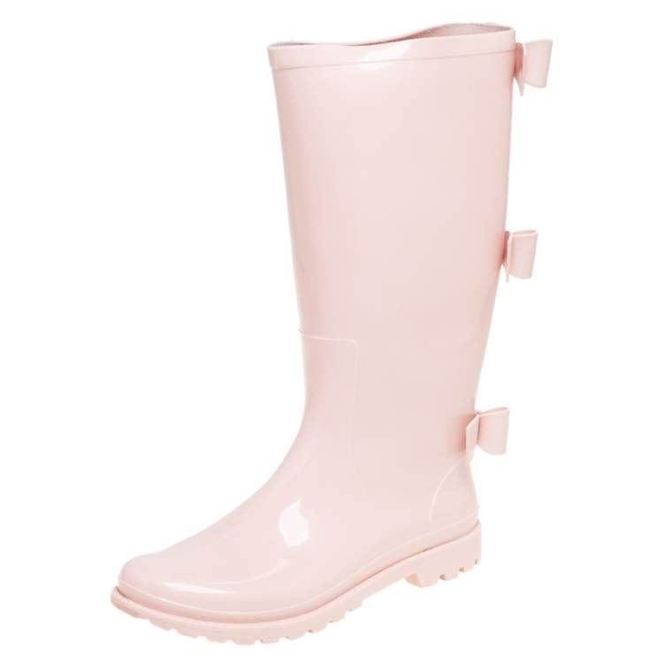Pre Owned  RED Valentino Pink Triple Bow Rubber Rain Boot Size 38