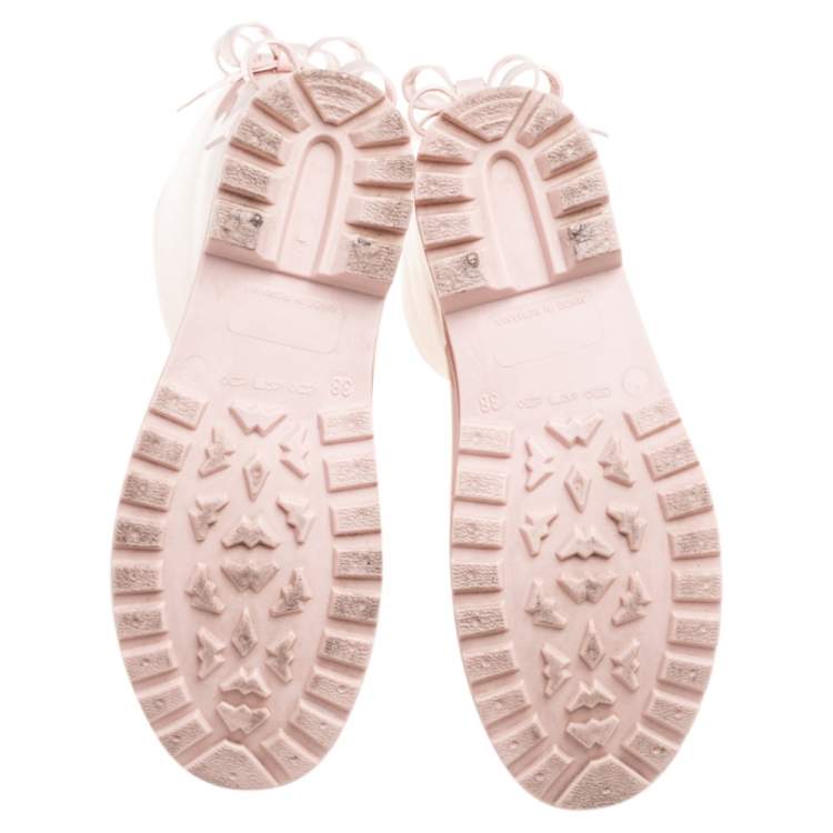 Pre Owned  RED Valentino Pink Triple Bow Rubber Rain Boot Size 38