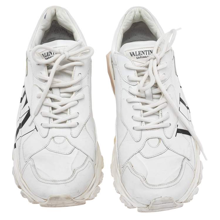 مملوكة مسبقًا Valentino White Leather VLTN Bounce Sneakers Size 43