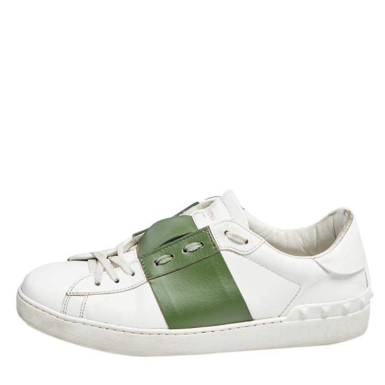 lytter tyve Bopæl Valentino White/Green Leather Low Top Sneakers Size 42 Valentino | TLC