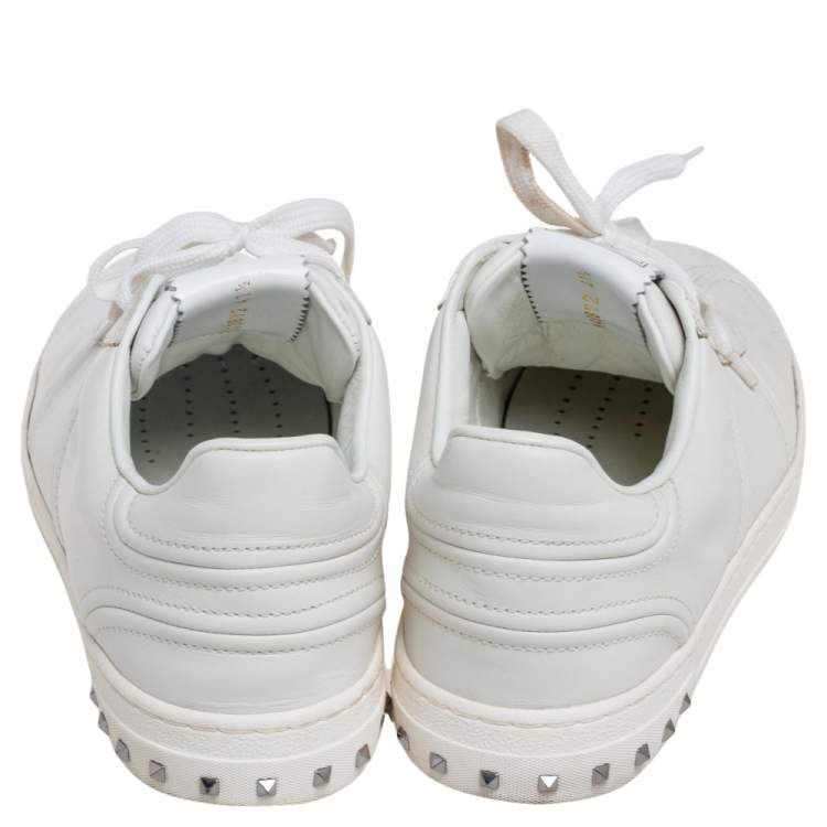 Pre Owned Valentino White Leather Fly Crew Low-Top Sneakers Size 41.5