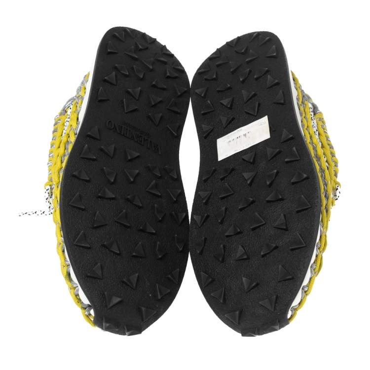 Pre Owned Valentino Tricolor Woven Fabric Crochet Low-Top Sneakers Size 41