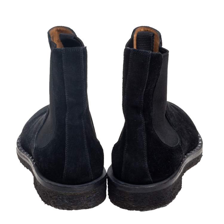 Pre Owned Valentino Black Suede Studded Chelsea Boots Size 41