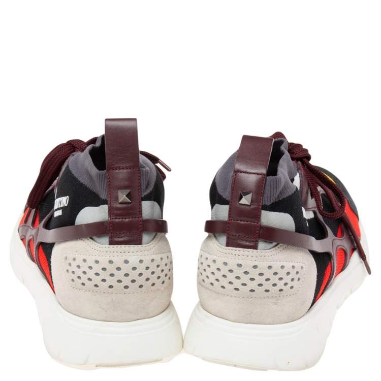 مملوكة مسبقًا Valentino Multicolor Knit Fabric, Suede and Leather Sound High Top Sneakers Size 43 