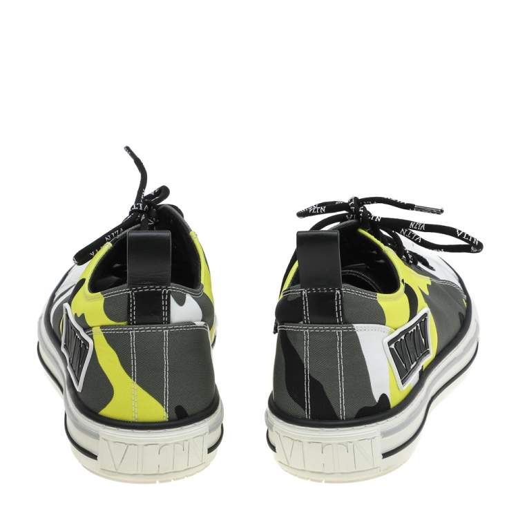 Pre Owned Valentino Multicolor Camouflage Print Canvas And Rubber Cap Toe Low Top Sneakers Size 40