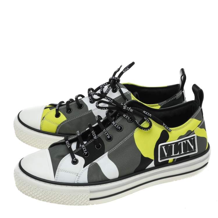 Pre Owned Valentino Multicolor Camouflage Print Canvas And Rubber Cap Toe Low Top Sneakers Size 40