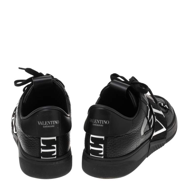 Pre Owned Valentino Black Leather VL7N Low-Top Sneakers Size 44.5