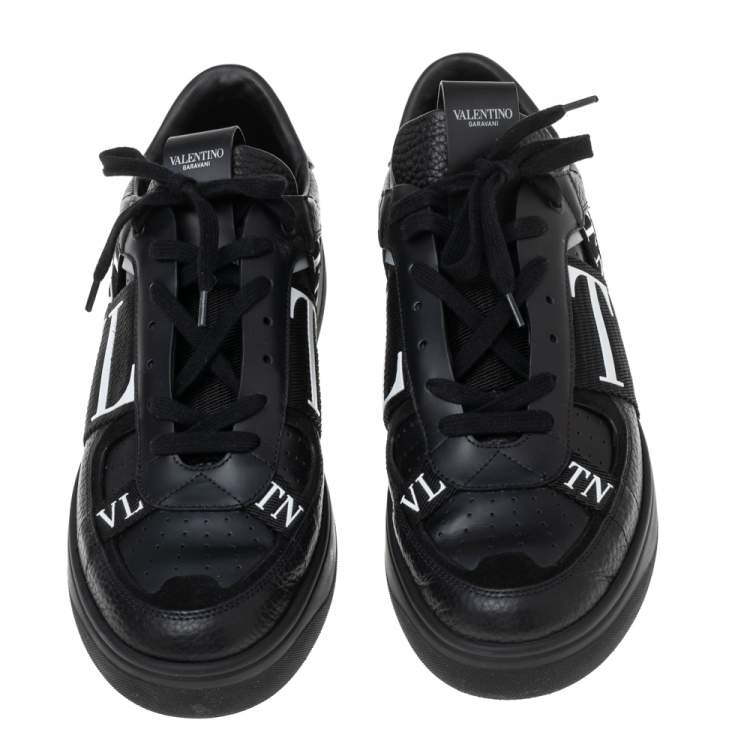 Pre Owned Valentino Black Leather VL7N Low-Top Sneakers Size 44.5