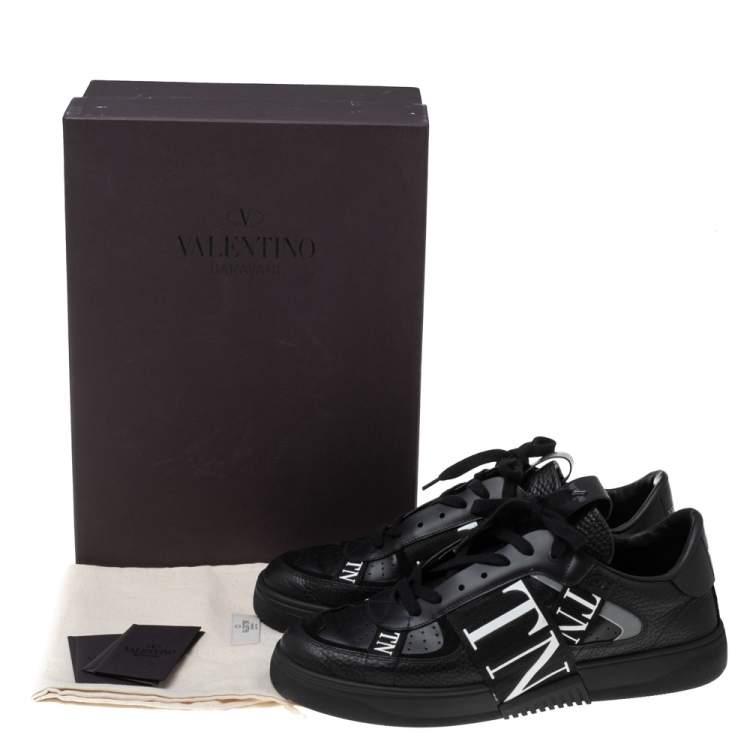 Pre Owned Valentino Black Leather VL7N Low-Top Sneakers Size 44.5