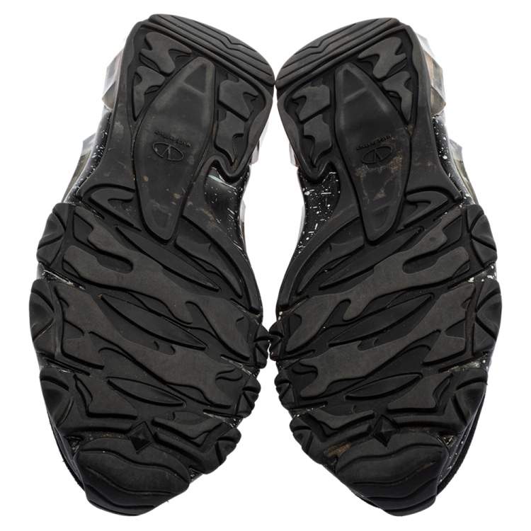 Pre Owned Valentino Black Leather And Suede Bounce Sneakers Size 42