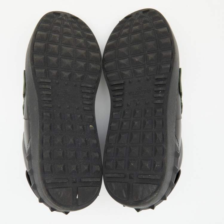 مملوكة مسبقًا Valentino Black Leather Undercover Jun Takahashi Open Low Top Sneakers Size 45