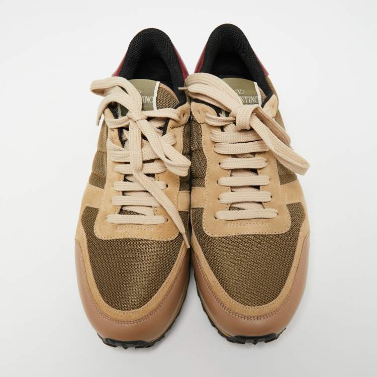 Pre Owned Valentino Multicolor Mesh And Leather Rockrunner Low Top Sneakers Size 40