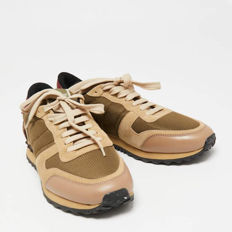 Pre Owned Valentino Multicolor Mesh And Leather Rockrunner Low Top Sneakers Size 40