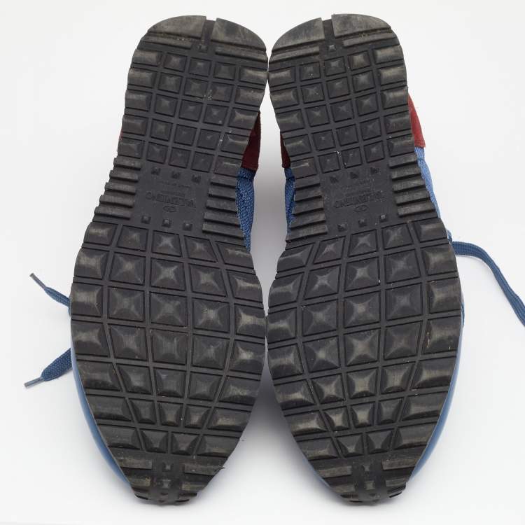 مملوكة مسبقًا Valentino Tricolor Suede And Leather Rockrunner Low Top Sneakers Size 45 
