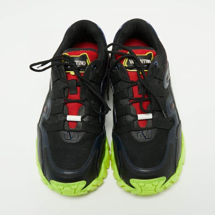 Pre Owned Valentino Multicolor Leather And Mesh Climber VLogo Low Top Sneakers Size 40