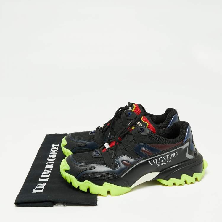 Pre Owned Valentino Multicolor Leather And Mesh Climber VLogo Low Top Sneakers Size 40