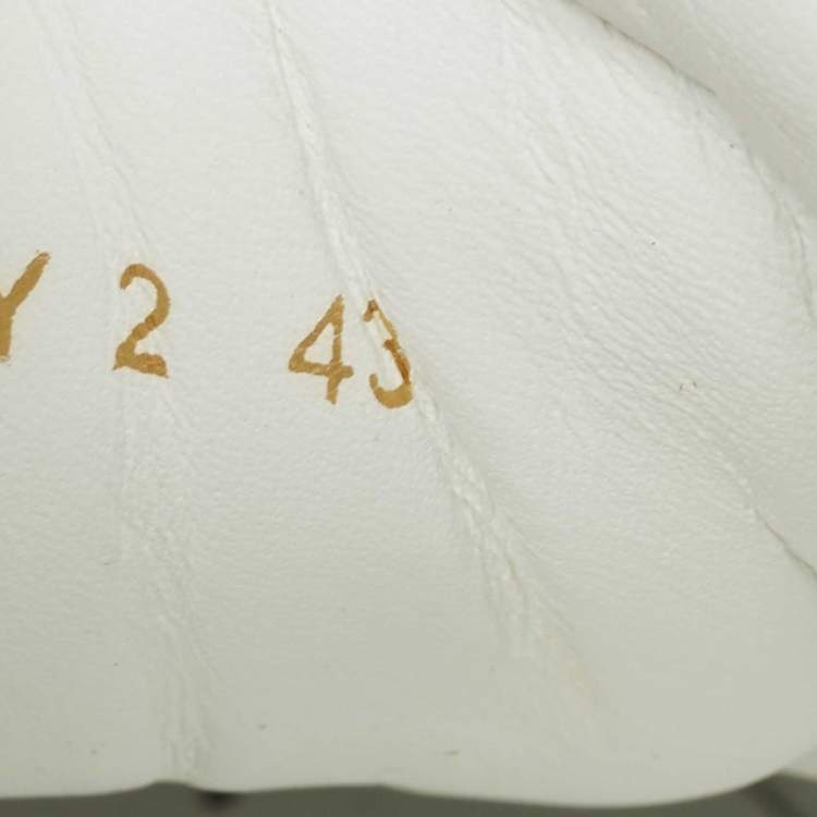 Pre Owned Valentino White/Black Leather Rockstuds Lace Up  Sneakers Size 43