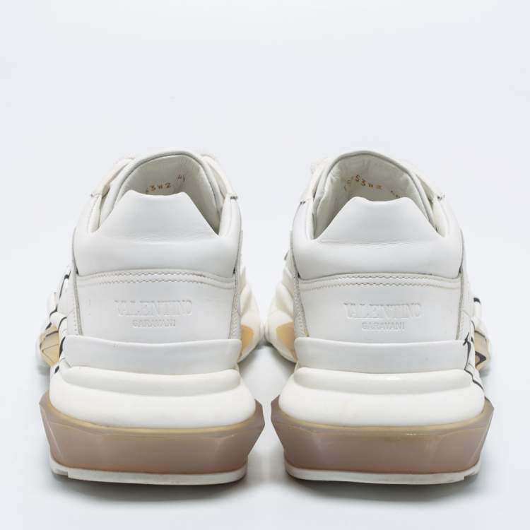 Pre Owned Valentino White Leather VLTN Bounce Low Top Sneakers Size 40