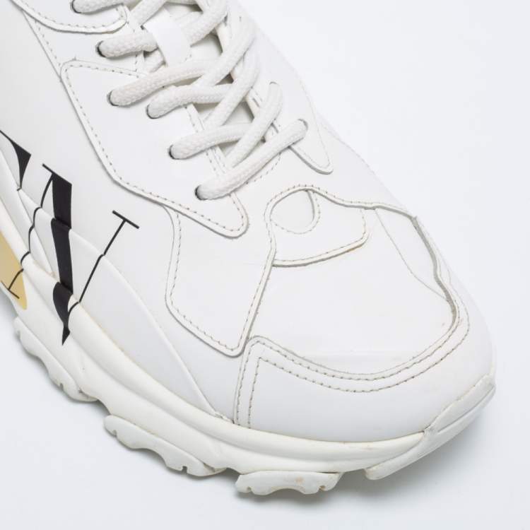 Pre Owned Valentino White Leather VLTN Bounce Low Top Sneakers Size 40