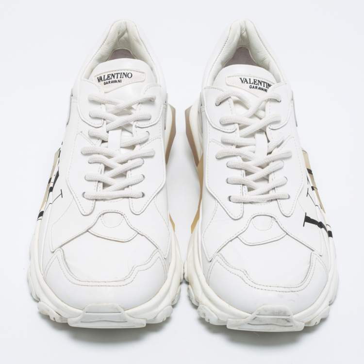 Pre Owned Valentino White Leather VLTN Bounce Low Top Sneakers Size 40