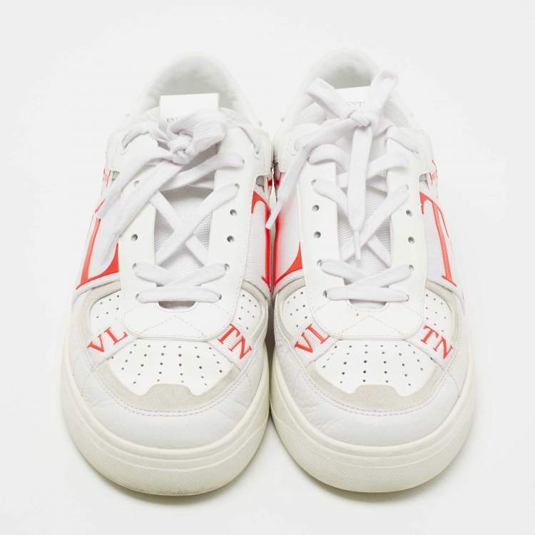 مملوكة مسبقًا Valentino White/Grey Suede And Leather Lace Up  Sneakers Size 41