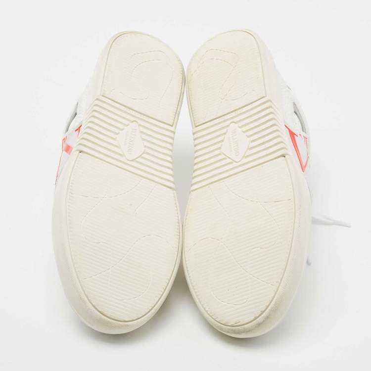 مملوكة مسبقًا Valentino White/Grey Suede And Leather Lace Up  Sneakers Size 41