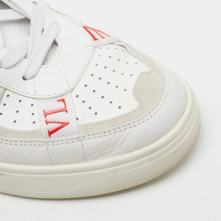 مملوكة مسبقًا Valentino White/Grey Suede And Leather Lace Up  Sneakers Size 41