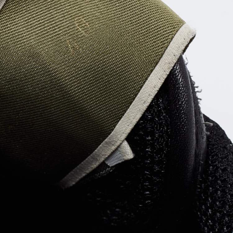 Pre Owned Valentino Black Camouflage Print Leather, Canvas and Suede Rockrunner Low-Top Sneakers Size 40