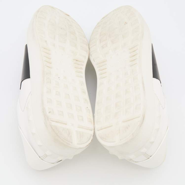 Pre Owned Valentino White/Black Leather Low Top Sneakers Size 42