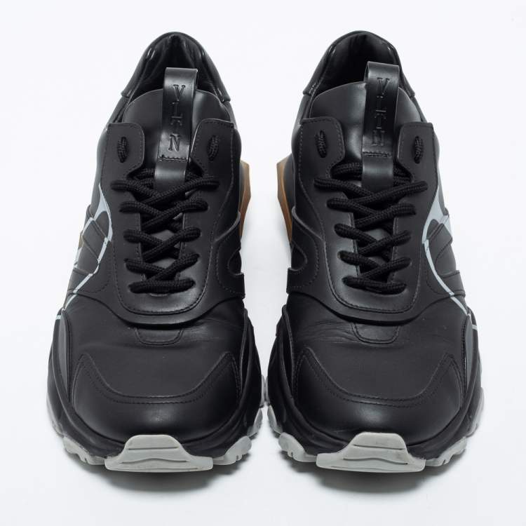 Pre Owned Valentino Black Leather Bounce Sneakers Size 42 