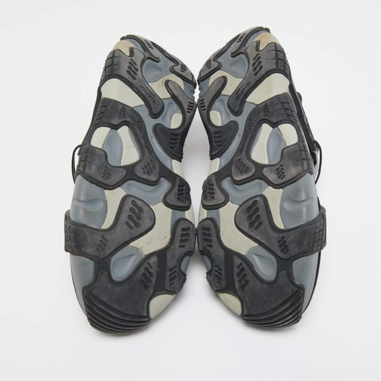 Pre Owned Valentino Black/Grey Leather, Suede and Fabric VLTN Wod Sneakers Size 44