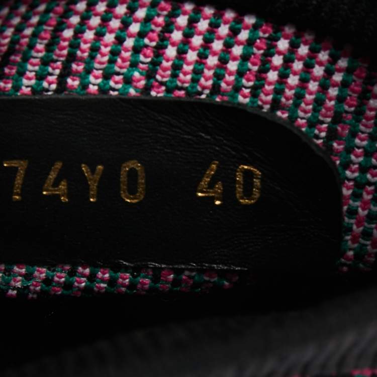 Pre Owned Valentino Multicolor Fabric and  Leather Lace Up Sneakers Size 40