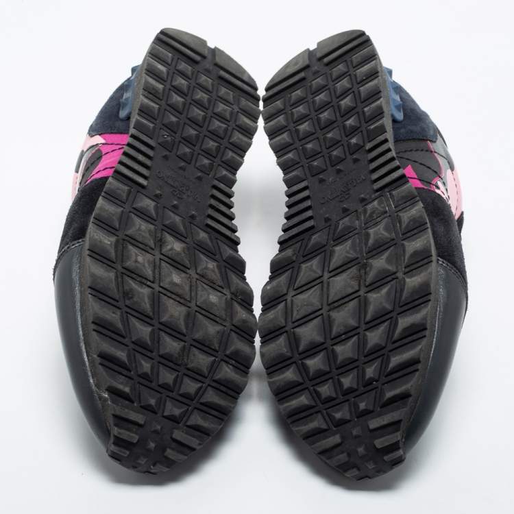 مملوكة مسبقًا Valentino Multicolor Camouflage Canvas, Leather and Suede Rockrunner Sneakers Size 43