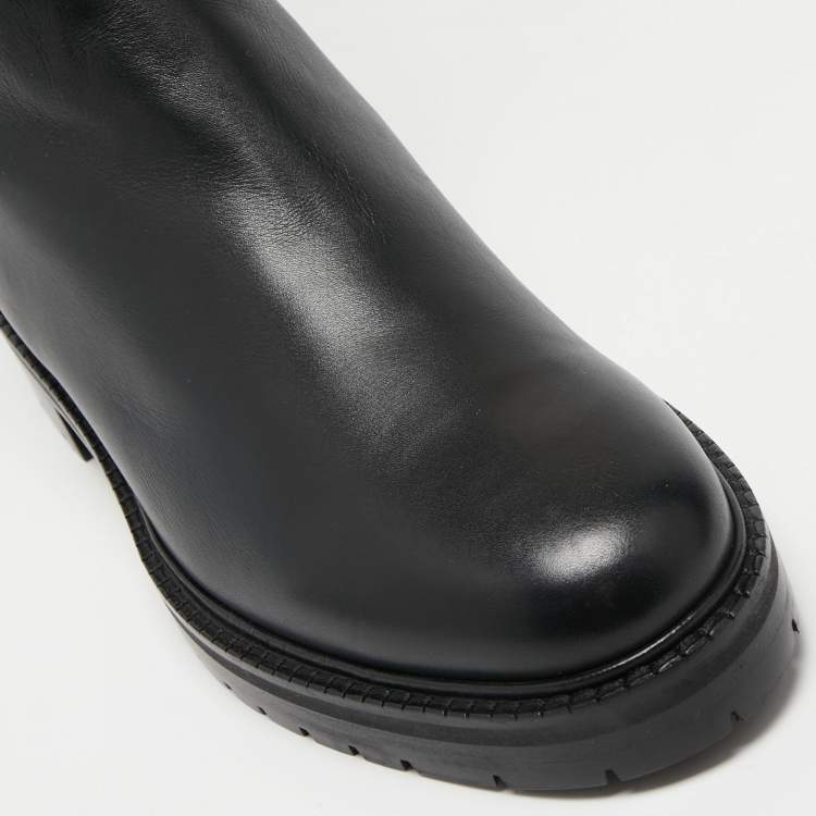 Pre Owned Valentino Black Leather Over the Knee Boots Size 39.5